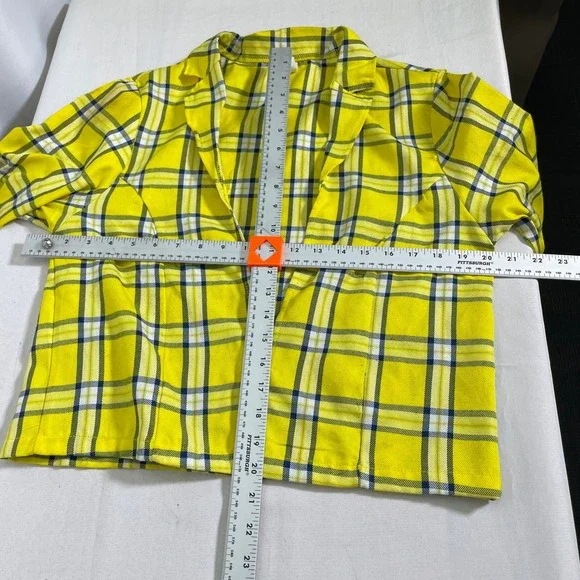 Clueless Cher Horowitz Yellow Plaid Costume Set Jacket Top Skirt Women's LARGE - Picture 6 of 16